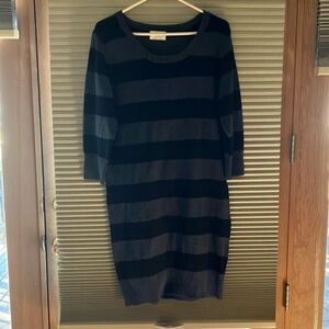 Bobbie Brooks Black & Grey Block Striped Sweater Dress..XL. Preowned
